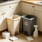 Deodorizing and cleaning trash cans and recycling areas