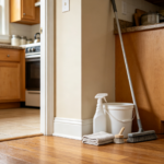 Cleaning of kitchen door frames and baseboards