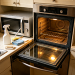 Interior cleaning for ovens and microwaves